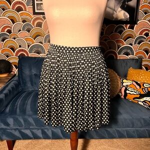 J. Crew Black and White Polka Dot Pleated Skirt